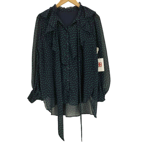 ジャスグリッティー JUSGLITTY 22SS ドット フリル ボウタイ ブラウス シャツ ビックカラー レディース JPN:2