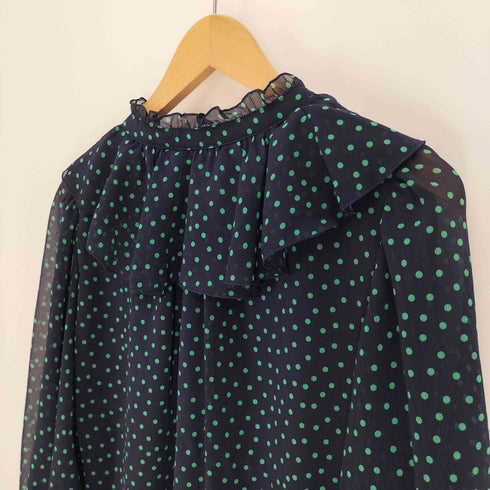 ジャスグリッティー JUSGLITTY 22SS ドット フリル ボウタイ ブラウス シャツ ビックカラー レディース JPN:2