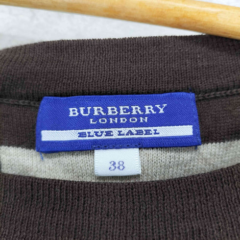 バーバリーブルーレーベル BURBERRY BLUE LABEL リネン混 ロゴ刺繍ニットブラウス レディース 38