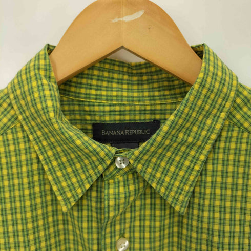 バナナリパブリック BANANA REPUBLIC チェック シアサッカー S/S レギュラー シャツ メンズ import:L