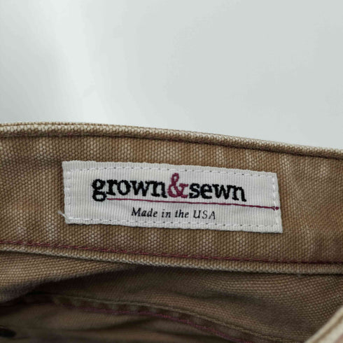 グロウンアンドソーン grown&sewn USA製 ダック地 ボタンフライ ワーク パンツ メンズ 33