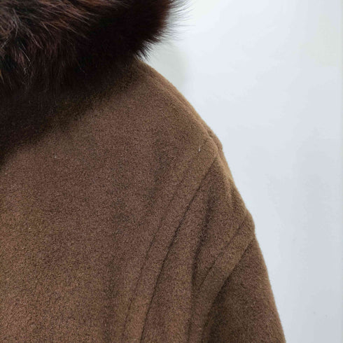 80-90s MADE IN ITALY モヘヤ混 フェイクファー ダッフルコート レディース 52