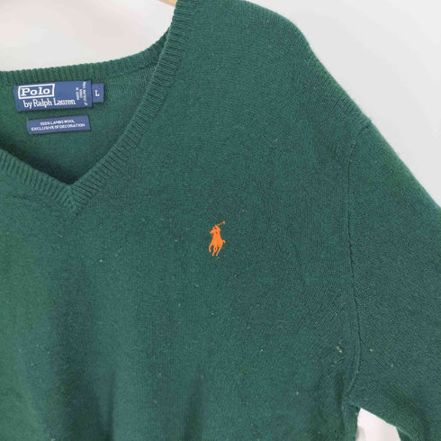 ポロバイラルフローレン Polo by RALPH LAUREN EXCLUSIVE OF DECORATION ラム ウール ポニー 刺繍 Vネック ニット セーター メンズ import:L