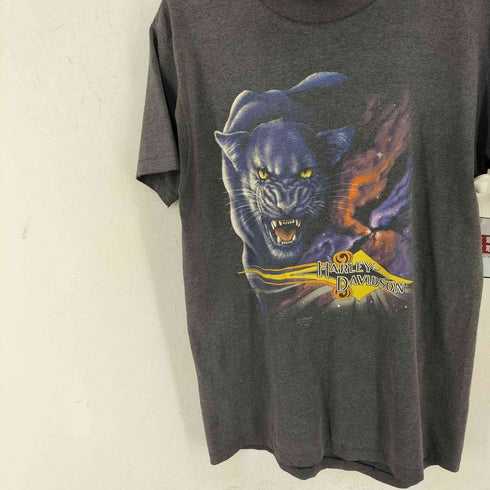 ハーレーダビッドソン HARLEY-DAVIDSON 90s MADE IN USA 両面アニマルプリントTシャツ パンサー 3D EMBLEM @1990年コピーライト メンズ import:L
