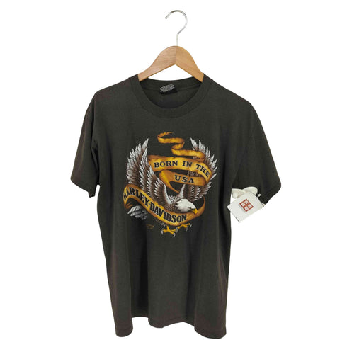 ハーレーダビッドソン HARLEY-DAVIDSON 両面アニマルプリントTシャツ イーグル 3D EMBLEM @1984年コピーライト メンズ import:L