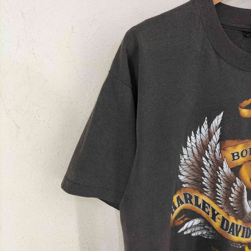 ハーレーダビッドソン HARLEY-DAVIDSON 両面アニマルプリントTシャツ イーグル 3D EMBLEM @1984年コピーライト メンズ import:L