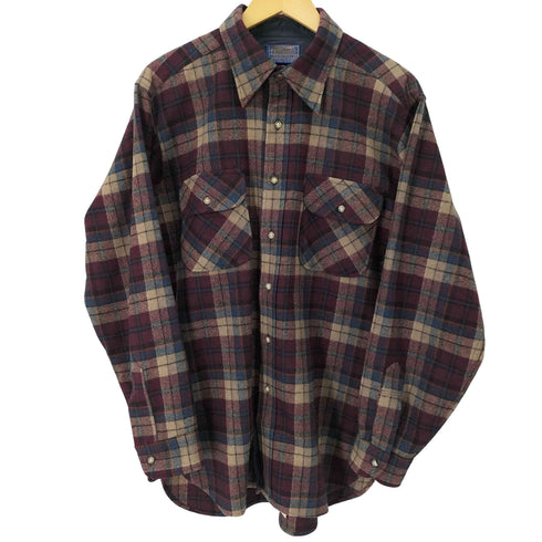 ペンドルトン PENDLETON 70S MADE IN USA L/S チェックウールシャツ メンズ import:L