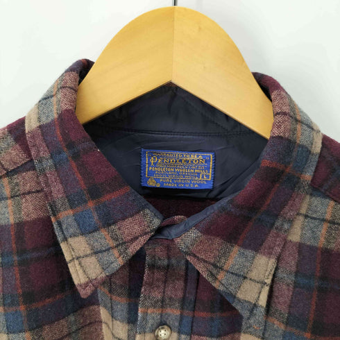 ペンドルトン PENDLETON 70S MADE IN USA L/S チェックウールシャツ メンズ import:L