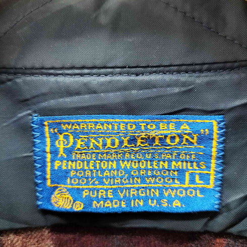 ペンドルトン PENDLETON 70S MADE IN USA L/S チェックウールシャツ メンズ import:L