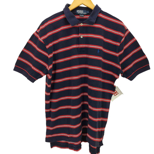 ポロバイラルフローレン Polo by RALPH LAUREN ポニー 刺繍 ボーダー S/S ポロシャツ メンズ import:L