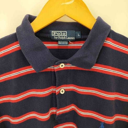 ポロバイラルフローレン Polo by RALPH LAUREN ポニー 刺繍 ボーダー S/S ポロシャツ メンズ import:L