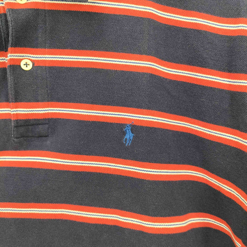 ポロバイラルフローレン Polo by RALPH LAUREN ポニー 刺繍 ボーダー S/S ポロシャツ メンズ import:L