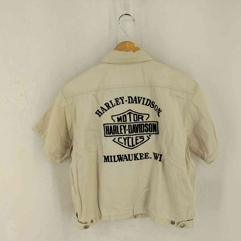 ハーレーダビッドソン HARLEY-DAVIDSON 90s 両面ロゴ刺繍 コットンツイル ジップアップシャツ メンズ import:M