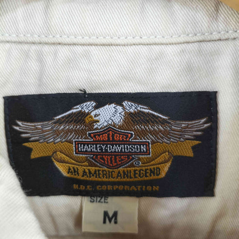 ハーレーダビッドソン HARLEY-DAVIDSON 90s 両面ロゴ刺繍 コットンツイル ジップアップシャツ メンズ import:M