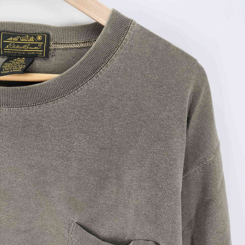 エディーバウアー Eddie Bauer 80-90S USA製 黒タグ ピグメントダイ S/S ポケット Tシャツ メンズ import:S