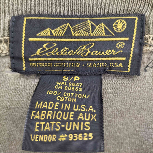 エディーバウアー Eddie Bauer 80-90S USA製 黒タグ ピグメントダイ S/S ポケット Tシャツ メンズ import:S