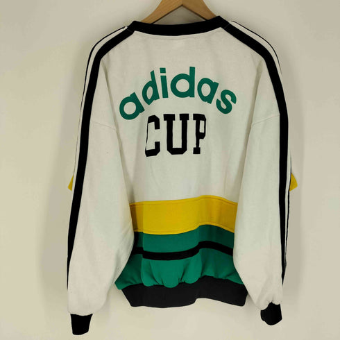 アディダス adidas 80-90S 銀タグ 台湾製 CUP トレフォイル ロゴ プリント スイッチングカラー アーム スリーストライプ スウェット メンズ import:M