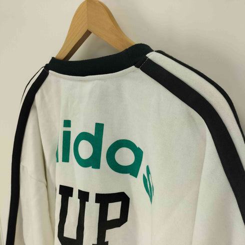 アディダス adidas 80-90S 銀タグ 台湾製 CUP トレフォイル ロゴ プリント スイッチングカラー アーム スリーストライプ スウェット メンズ import:M