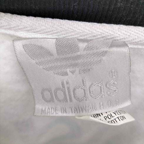 アディダス adidas 80-90S 銀タグ 台湾製 CUP トレフォイル ロゴ プリント スイッチングカラー アーム スリーストライプ スウェット メンズ import:M