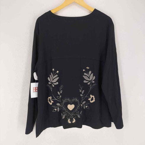 DAVID DART レーヨン混花柄刺繍プリントデザインノーカラーシャツ レディース JPN:XL