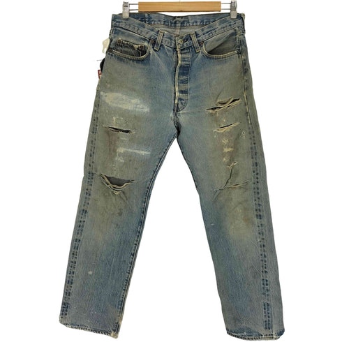 リーバイス Levis 80S 501 ボタン裏 524 刻印 エルパソ工場 黒カン 赤耳 ボタンフライ ダメージ デニム パンツ 1983年製 メンズ W:34 L:33