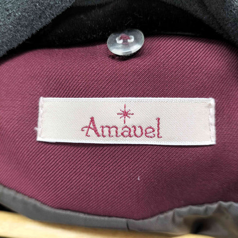Amavel 配色ベロアカラー付 刺繍入り丸衿ジャケット レディース FREE