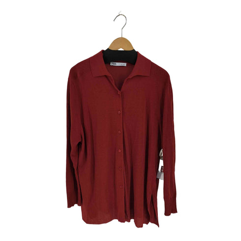 ザラ ZARA ODDIY TRIKOTAJ YELKASI OSILGAN POLO KOʻYLAK レディース import:S