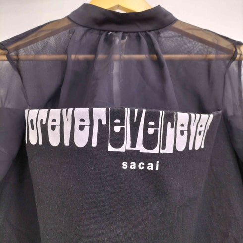 サカイ Sacai 22SS Forever Top フォーエバー シアードッキング シースルー切替 フリルデザイン 半袖 Tシャツ レディース JPN:1