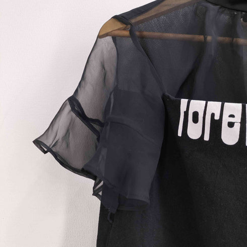 サカイ Sacai 22SS Forever Top フォーエバー シアードッキング シースルー切替 フリルデザイン 半袖 Tシャツ レディース JPN:1