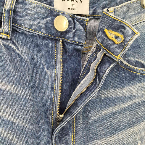 ブラックバイマウジー BLACK by moussy ハイウエストダメージデニム レディース US:24