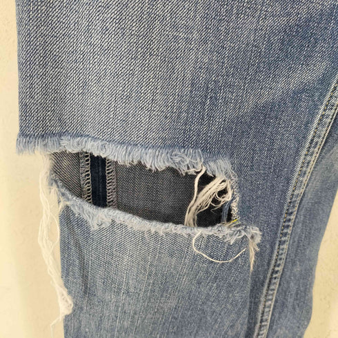 ブラックバイマウジー BLACK by moussy ハイウエストダメージデニム レディース US:24