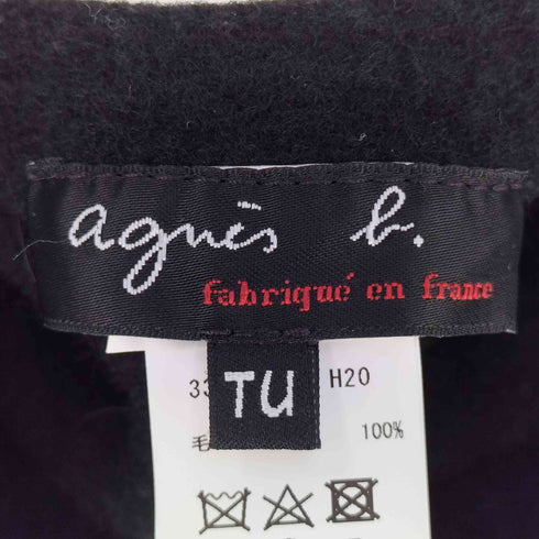 アニエスベー agnes b. フランス製 ロゴ刺繍 ウール ベレー帽 レディース TU