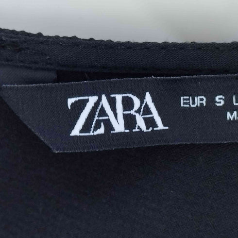ザラ ZARA 異素材ドッキング パフスリーブ プリーツブラウス レディース import:S