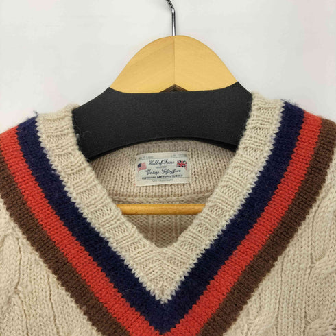 Vintage55 エルボーパッチ Vネックケーブルニット メンズ XS