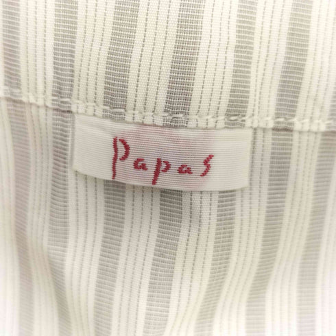 パパス papas ストライプ ボタンダウン 半袖シャツ メンズ JPN:L