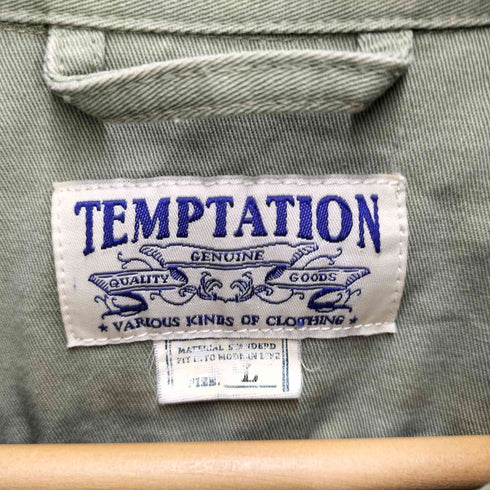 テンプテーション Temptation チェーンステッチ 刺繍 フラップポケット L/S シャツ メンズ JPN:L