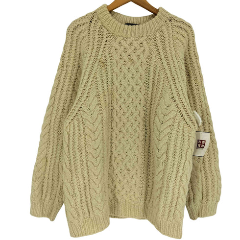 チャップスラルフローレン CHAPS RALPH LAUREN 80S ウール ケーブル 3D クルーネック ニット セーター メンズ import:M