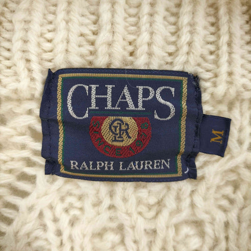 チャップスラルフローレン CHAPS RALPH LAUREN 80S ウール ケーブル 3D クルーネック ニット セーター メンズ import:M