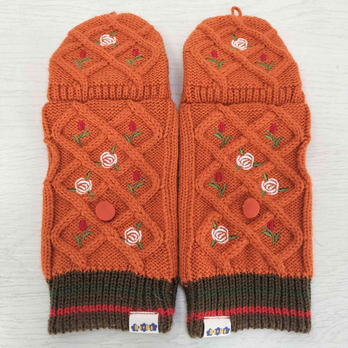 チャオパニック Ciaopanic Me+Me ミープラスミー お花刺繍ミトン ニットハンドウォーマー レディース ONE SIZE