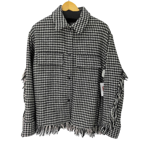 ザラ ZARA 千鳥格子 フリンジ シャツジャケット レディース import:M