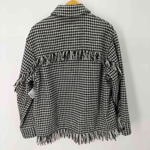 ザラ ZARA 千鳥格子 フリンジ シャツジャケット レディース import:M