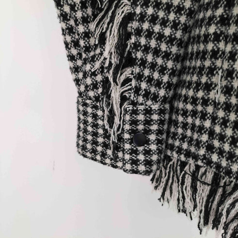 ザラ ZARA 千鳥格子 フリンジ シャツジャケット レディース import:M