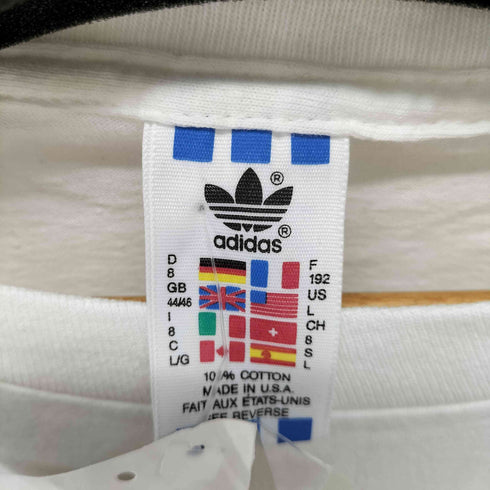 アディダス adidas 90s USA製 万国旗タグ トレフォイルロゴプリントクルーネックTシャツ シングルステッチ メンズ import:L