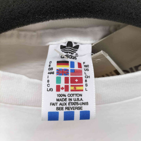 アディダス adidas 90s USA製 万国旗タグ トレフォイルロゴプリントクルーネックTシャツ シングルステッチ メンズ import:L