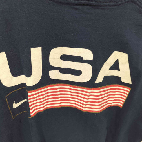 ナイキ NIKE 90s USA製 スウォッシュロゴ刺繍 背面プリントクルーネックTシャツ シングルステッチ メンズ import:XL