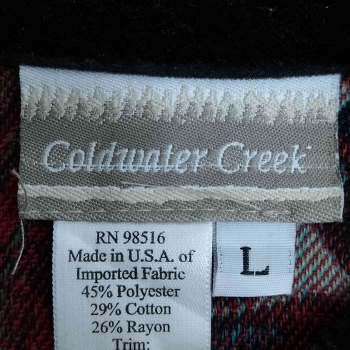 コールドウォータークリーク Coldwater Creek USA製 ジャガード織り バンドカラージャケット レディース import:L