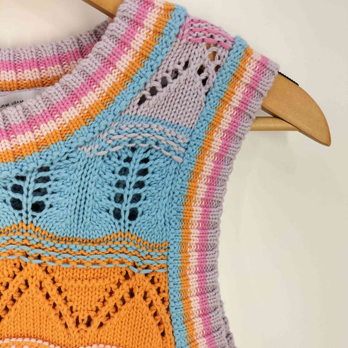 ザラ ZARA KNIT CROCHET TOP クロシェ編み コットンニットベスト レディース import:M