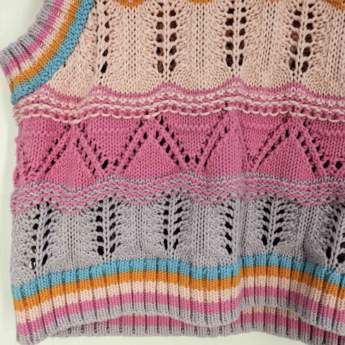 ザラ ZARA KNIT CROCHET TOP クロシェ編み コットンニットベスト レディース import:M