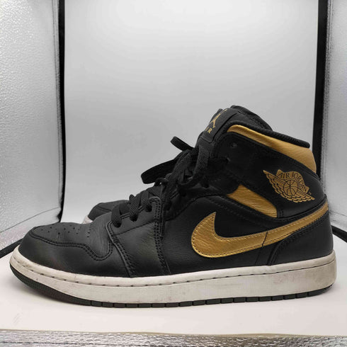 ジョーダンブランド JORDAN BRAND AIR JORDAN 1 MID BLACK METALLIC GOLD WHITE メンズ JPN:27