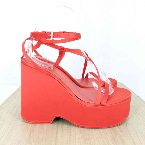 ザラ ZARA CHUNKY SATIN PLATFORM SANDALS レディース JPN:24.5